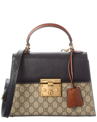 Gucci Gucci Beige Gg Supreme & Leather Padlock Top Handle (Authentic Pre-Loved)