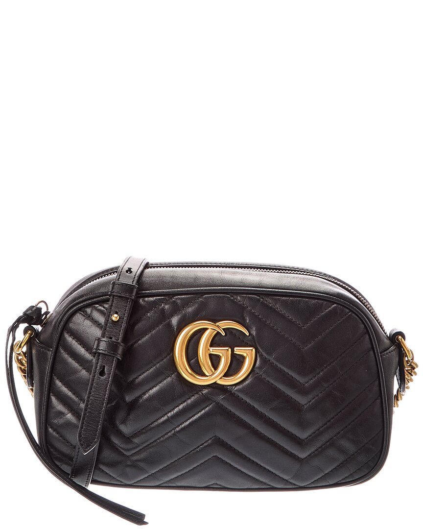Gucci Gucci Black Matelasse Chevron Gg Marmont Shoulder Bag (Authentic Pre-Loved)