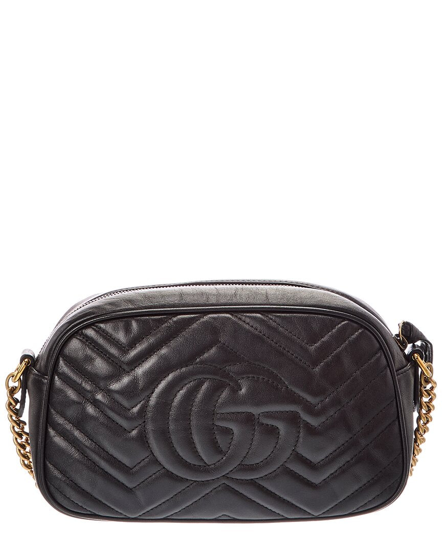 Gucci Gucci Black Matelasse Chevron Gg Marmont Shoulder Bag (Authentic Pre-Loved)