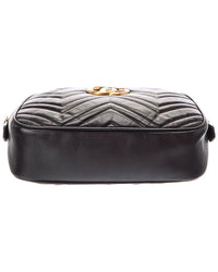 Gucci Gucci Black Matelasse Chevron Gg Marmont Shoulder Bag (Authentic Pre-Loved)