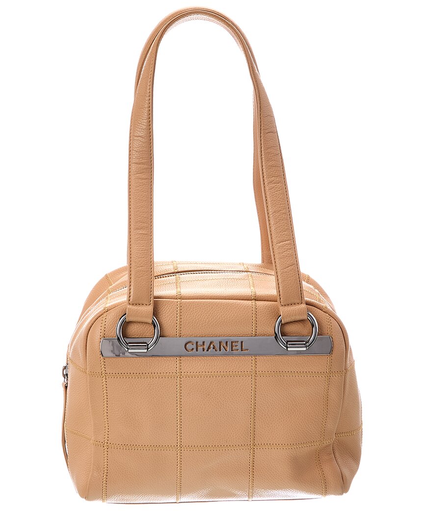 Chanel Chanel Neutral Quilted Caviar Leather Chocolate Bar Boston Bag (Authentic