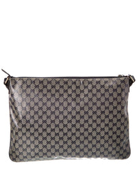 Gucci Gucci Navy Canvas & Leather Wide Flat Messenger (Authentic Pre-Loved)