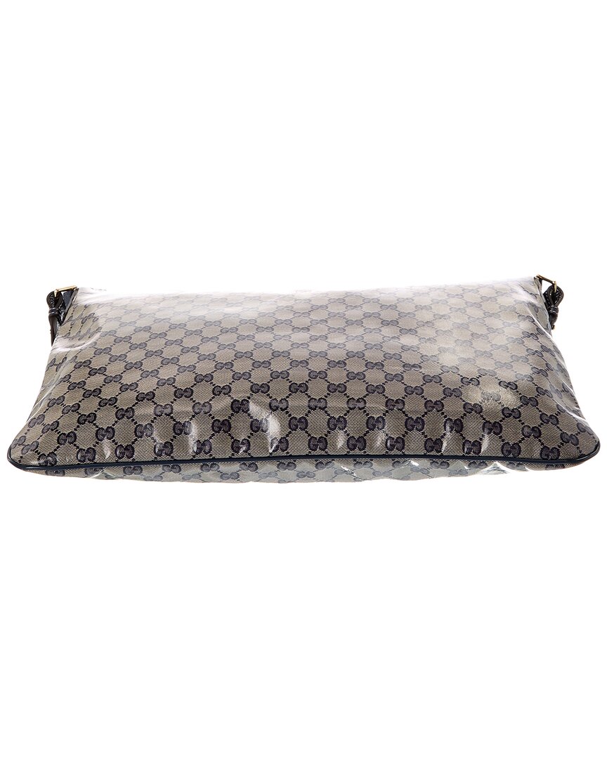 Gucci Gucci Navy Canvas & Leather Wide Flat Messenger (Authentic Pre-Loved)
