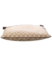 Gucci Gucci Beige Gg Supreme & Leather Signature Pocket Flat Messenger (Authentic