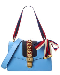 Gucci Gucci Blue Calf Leather Sylvie Shoulder Bag (Authentic Pre-Loved)