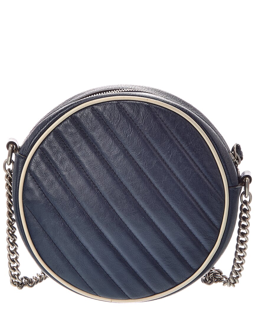 Gucci Gucci Blue Matelasse Diagonal Leather Mini Torchon Gg Marmont Round Crossbody