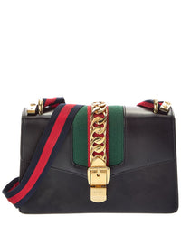 Gucci Gucci Black Calf Leather Sylvie Shoulder Bag (Authentic Pre-Loved)