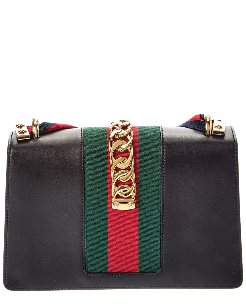 Gucci Gucci Black Calf Leather Sylvie Shoulder Bag (Authentic Pre-Loved)