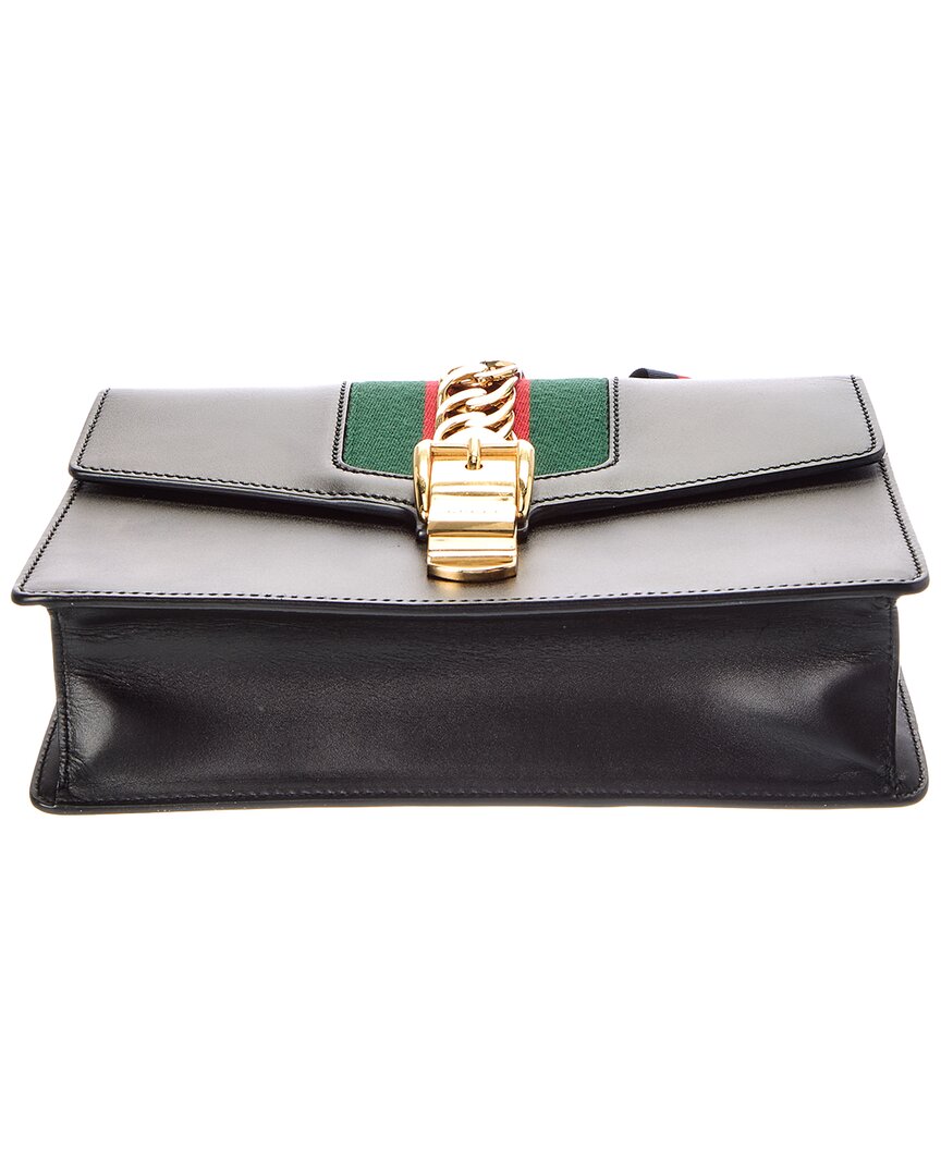 Gucci Gucci Black Calf Leather Sylvie Shoulder Bag (Authentic Pre-Loved)