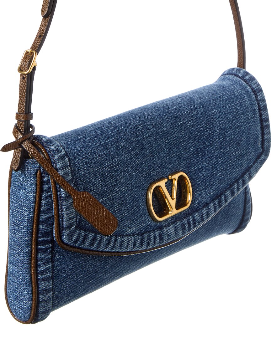Valentino Valentino De Vain Small Denim Shoulder Bag