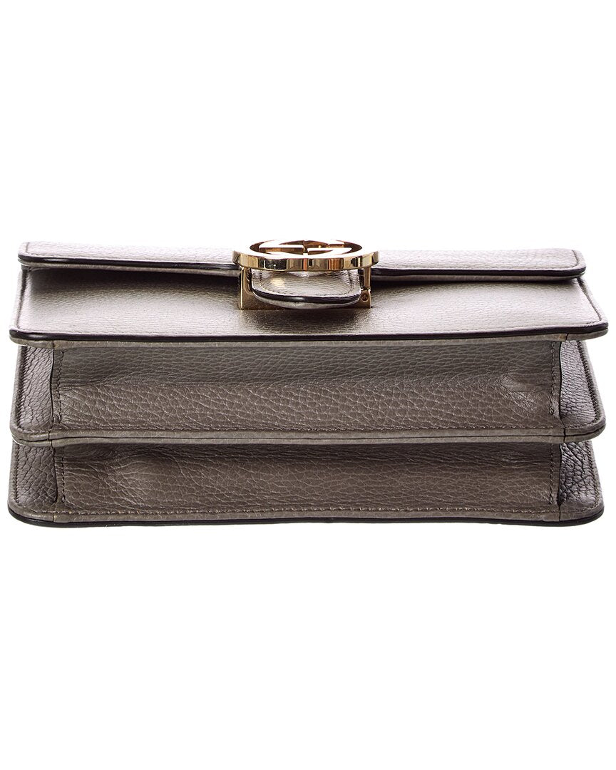 Gucci Gucci Grey Leather Interlocking Crossbody Small (Authentic Pre-Loved)
