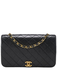 Chanel Chanel Black Lambskin Leather Full Flap Small (Authentic Pre-Loved)