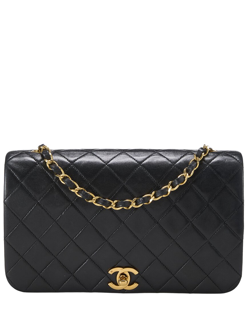 Chanel Chanel Black Lambskin Leather Full Flap Small (Authentic Pre-Loved)