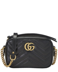 Gucci Gucci Black Leather Gg Marmont Crossbody Mini (Authentic Pre-Loved)