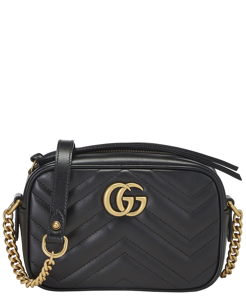 Gucci Gucci Black Leather Gg Marmont Crossbody Mini (Authentic Pre-Loved)