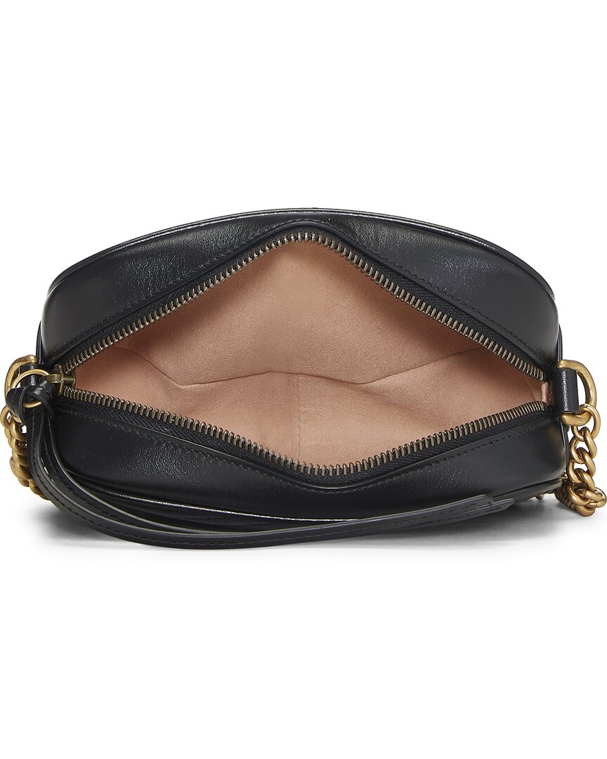 Gucci Gucci Black Leather Gg Marmont Crossbody Mini (Authentic Pre-Loved)