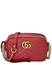 Gucci Gucci Red Leather Gg Marmont Crossbody Mini (Authentic Pre-Loved)