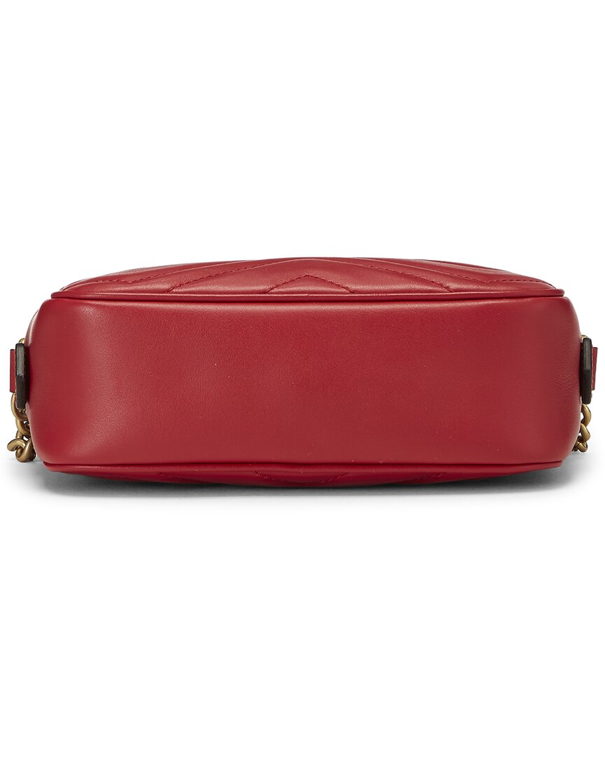 Gucci Gucci Red Leather Gg Marmont Crossbody Mini (Authentic Pre-Loved)