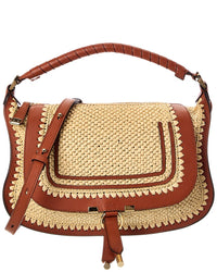 Chloé Chloé Marcie Small Leather-Trim Shoulder Bag