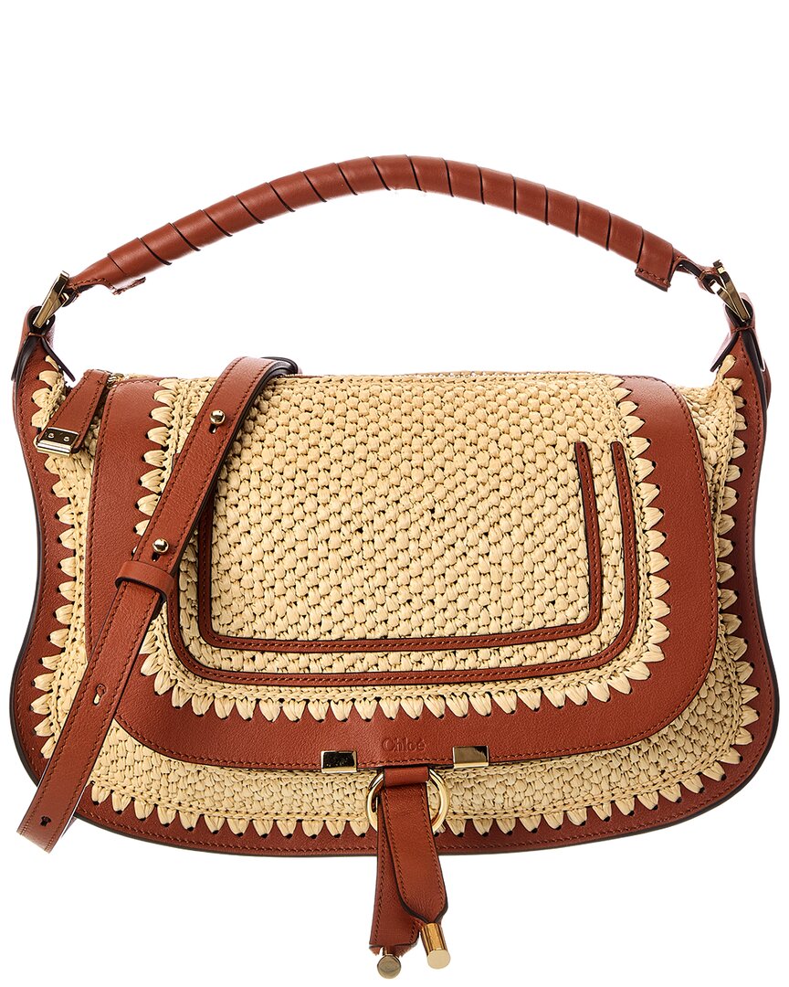 Chloé Chloé Marcie Small Leather-Trim Shoulder Bag