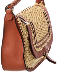 Chloé Chloé Marcie Small Leather-Trim Shoulder Bag