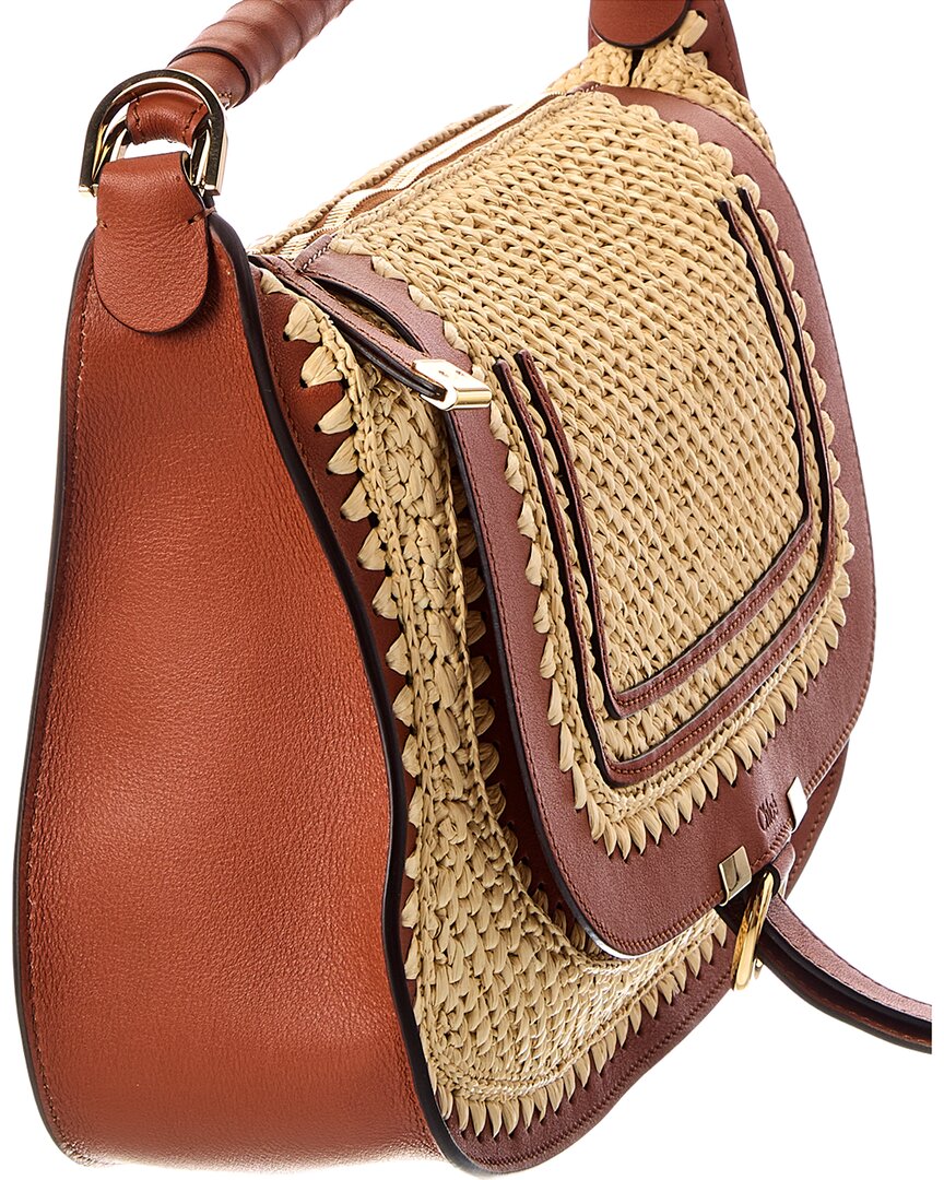 Chloé Chloé Marcie Small Leather-Trim Shoulder Bag