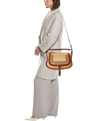 Chloé Chloé Marcie Small Leather-Trim Shoulder Bag