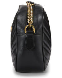 Gucci Gucci Black Leather Gg Marmont Crossbody Bag Small (Authentic Pre-Loved)