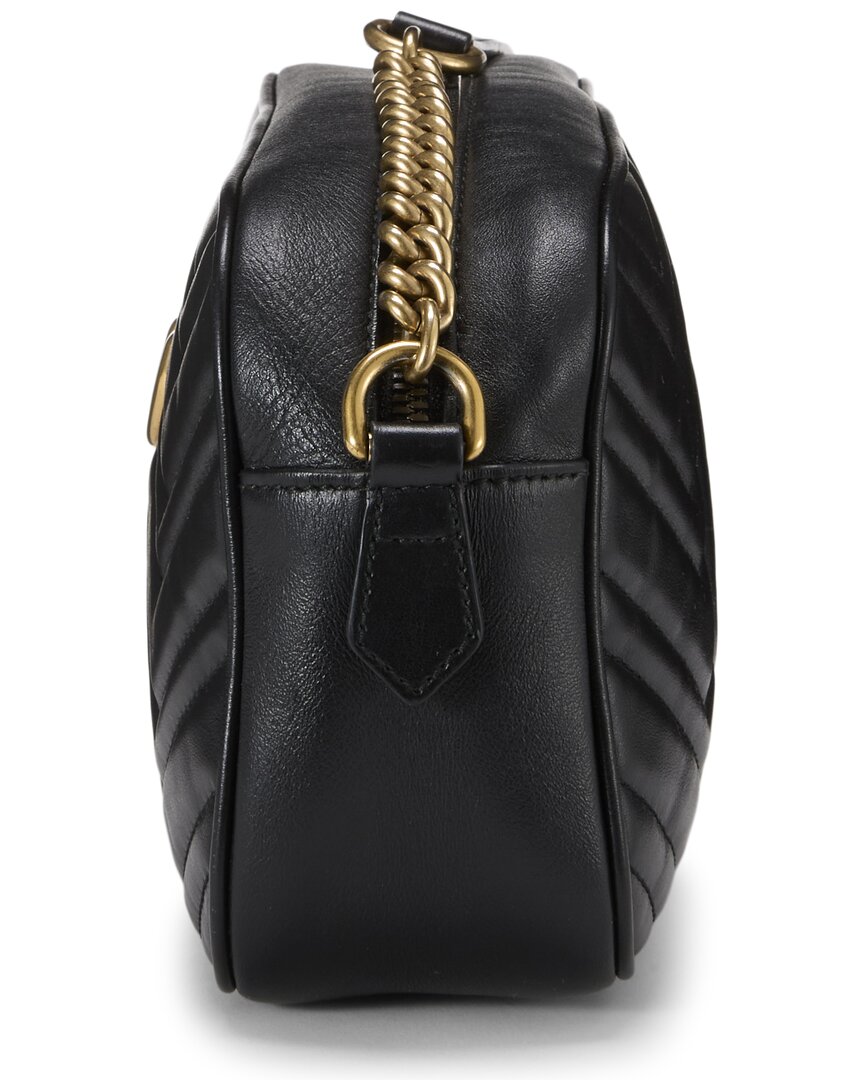 Gucci Gucci Black Leather Gg Marmont Crossbody Bag Small (Authentic Pre-Loved)