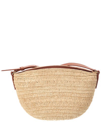 Loewe Loewe Logo Small Raffia & Leather Shoulder Bag