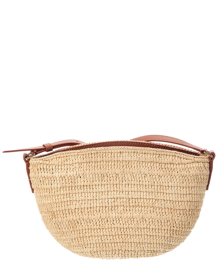 Loewe Loewe Logo Small Raffia & Leather Shoulder Bag