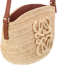 Loewe Loewe Logo Small Raffia & Leather Shoulder Bag