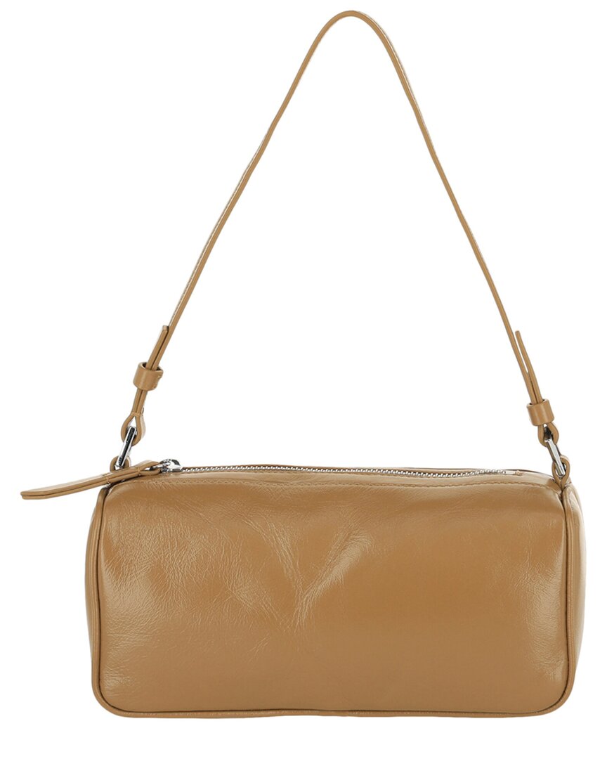 By Far Eva Creased Leather Shoulder Bag