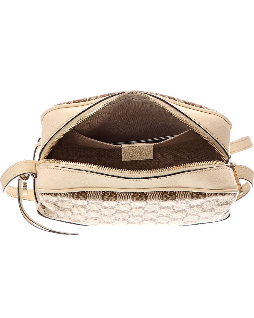 Gucci Gucci Beige Ebony Avoire Monogram Dollar Calfskin Leather Mini Bree Messenger