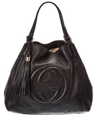 Gucci Gucci Black Pebbled Calfskin Leather Medium Soho Shoulder Bag (Authentic