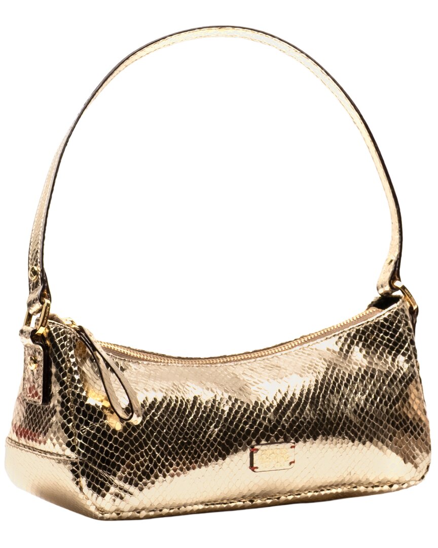 Frances Valentine Frances Valentine Mia Metallic Snake-Embossed Leather Shoulder Bag