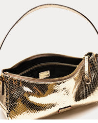 Frances Valentine Frances Valentine Mia Metallic Snake-Embossed Leather Shoulder Bag