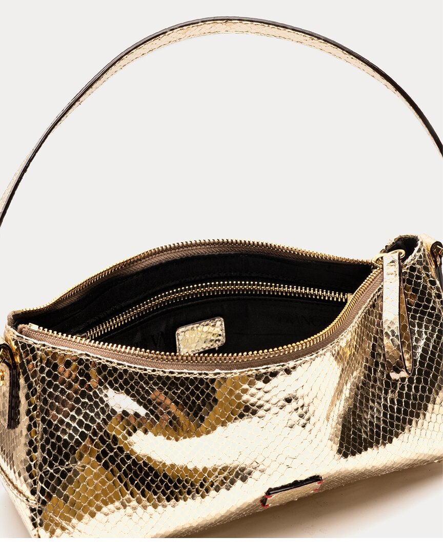 Frances Valentine Frances Valentine Mia Metallic Snake-Embossed Leather Shoulder Bag