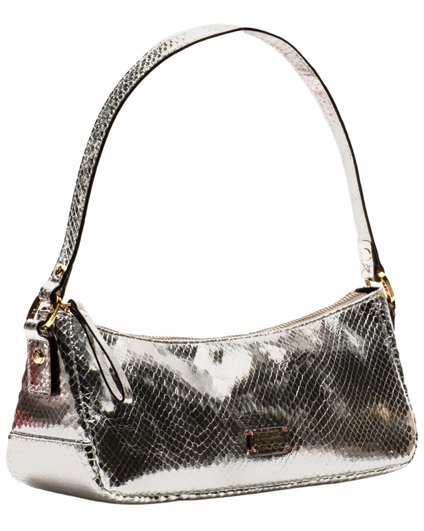 Frances Valentine Frances Valentine Mia Metallic Snake-Embossed Leather Shoulder Bag