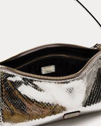 Frances Valentine Frances Valentine Mia Metallic Snake-Embossed Leather Shoulder Bag