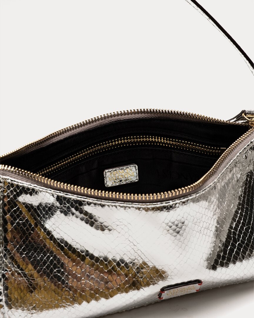 Frances Valentine Frances Valentine Mia Metallic Snake-Embossed Leather Shoulder Bag