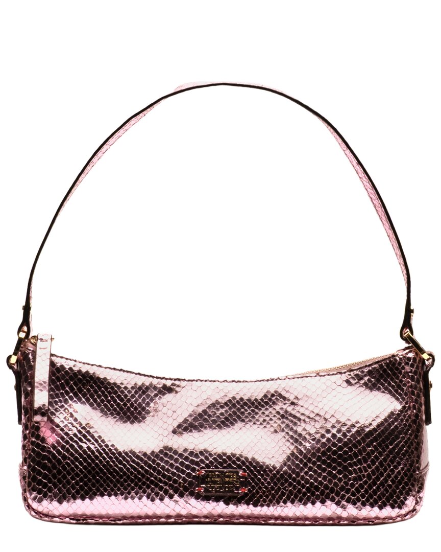 Frances Valentine Frances Valentine Mia Metallic Snake-Embossed Leather Shoulder Bag