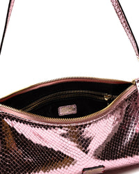 Frances Valentine Frances Valentine Mia Metallic Snake-Embossed Leather Shoulder Bag
