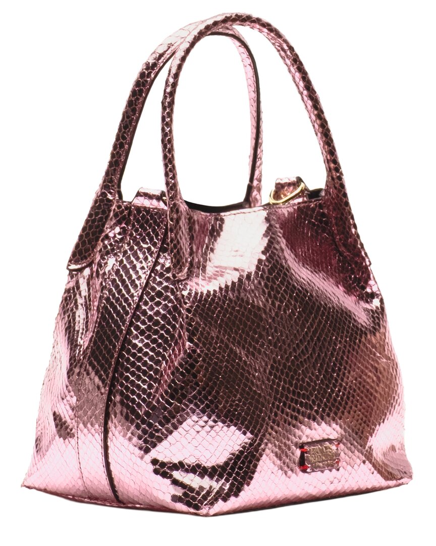 Frances Valentine Frances Valentine Teeny Sweet Pea Metallic Snake-Embossed Leather Tote