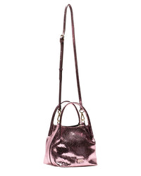 Frances Valentine Frances Valentine Teeny Sweet Pea Metallic Snake-Embossed Leather Tote