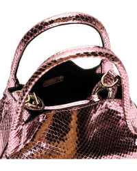 Frances Valentine Frances Valentine Teeny Sweet Pea Metallic Snake-Embossed Leather Tote