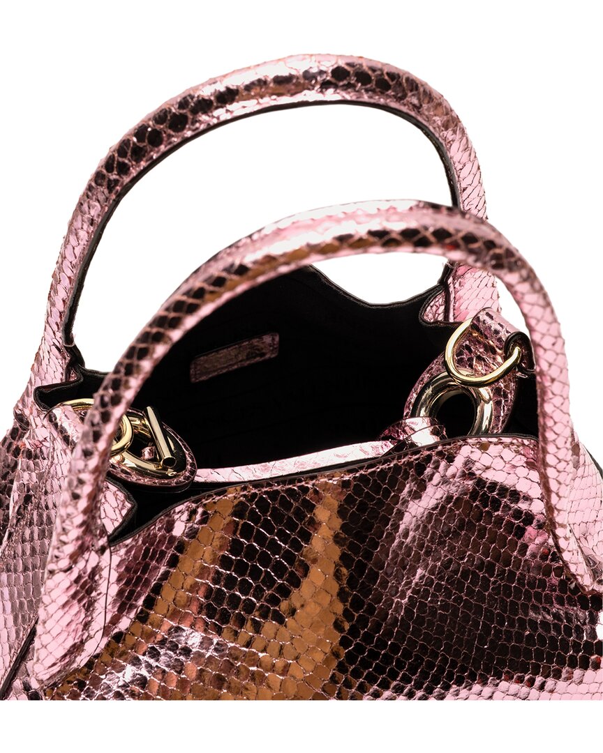 Frances Valentine Frances Valentine Teeny Sweet Pea Metallic Snake-Embossed Leather Tote