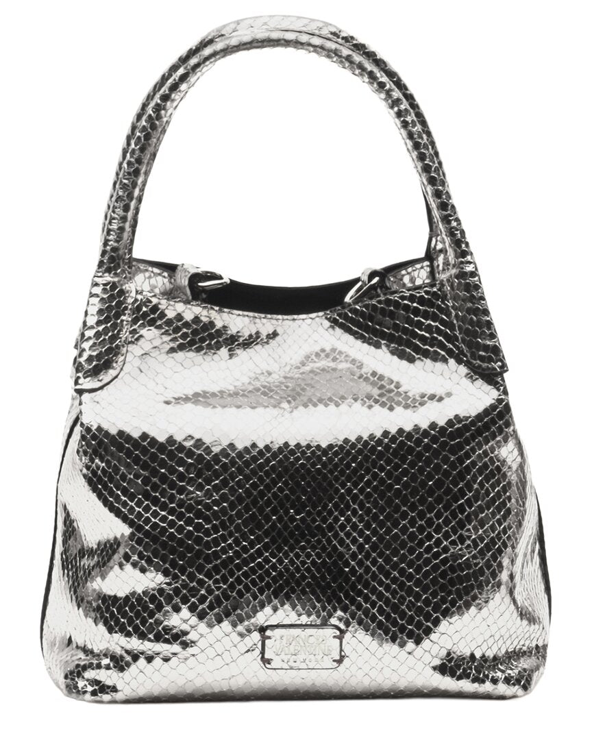 Frances Valentine Frances Valentine Teeny Sweet Pea Metallic Snake-Embossed Leather Tote