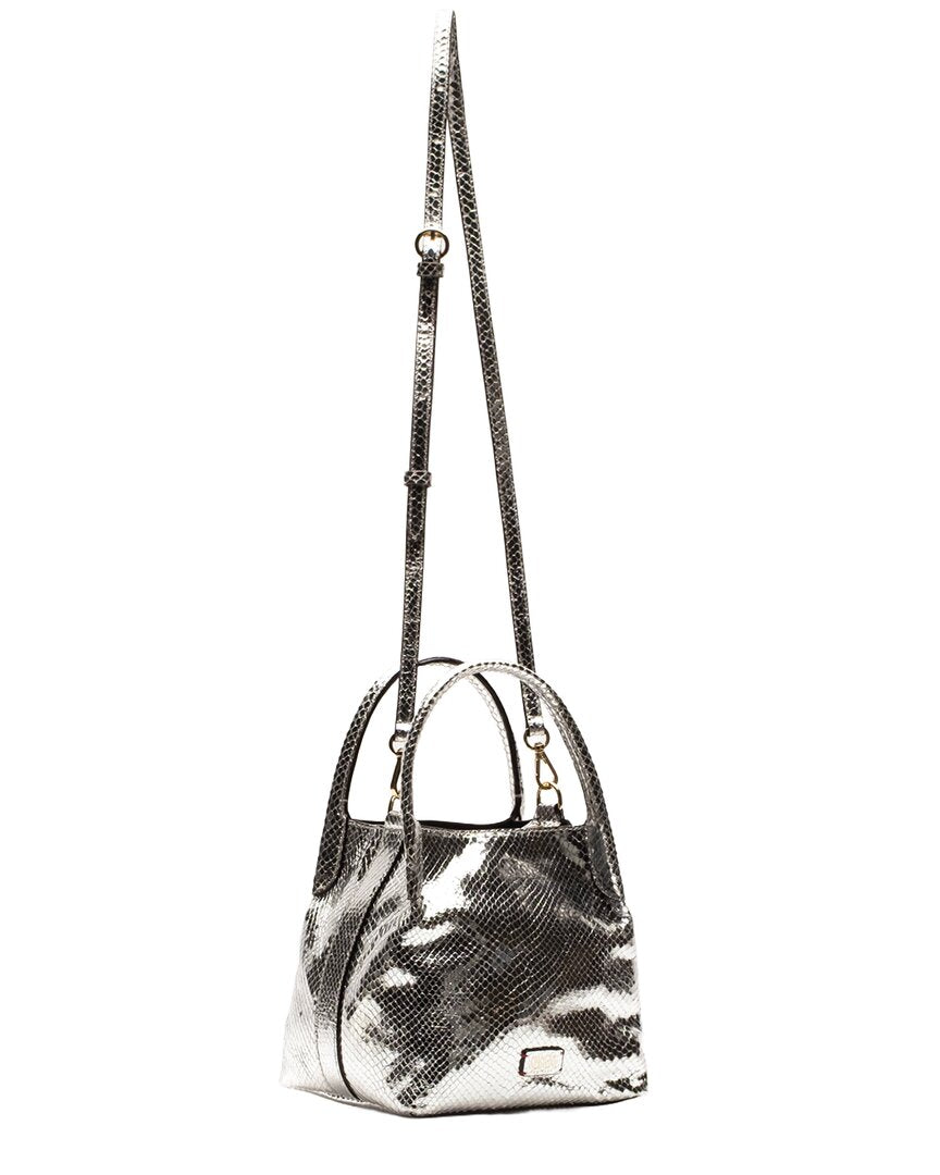 Frances Valentine Frances Valentine Teeny Sweet Pea Metallic Snake-Embossed Leather Tote
