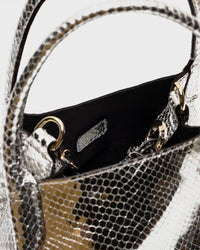 Frances Valentine Frances Valentine Teeny Sweet Pea Metallic Snake-Embossed Leather Tote